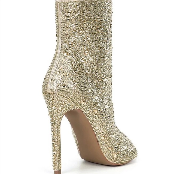 Steve Madden Dispute-R Rhinestone Embellished Peep Toe Stiletto Booties … - Picture 2 of 6